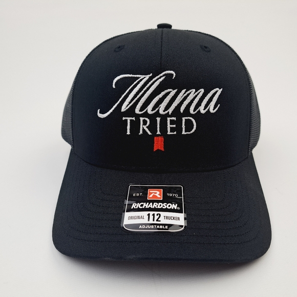 Mama Tried Richardson 112 Trucker Mesh Snapback Black - Picture 1 of 4